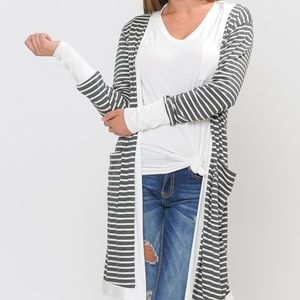 Stripe Midi Open Cardigan